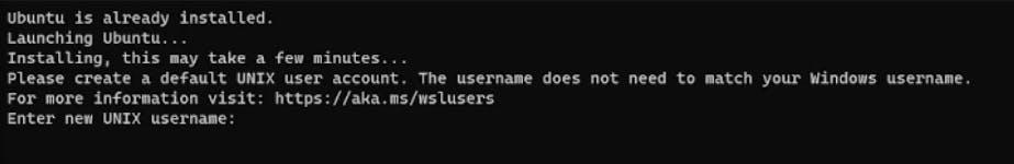 Enter new UNIX username