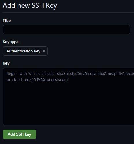 Adding a new SSH key in GitHub
